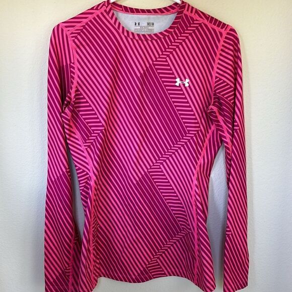 Pink Base layer Under Armour Fitted Long Sleeve Coldgear coupe shirt medium - Picture 1 of 8